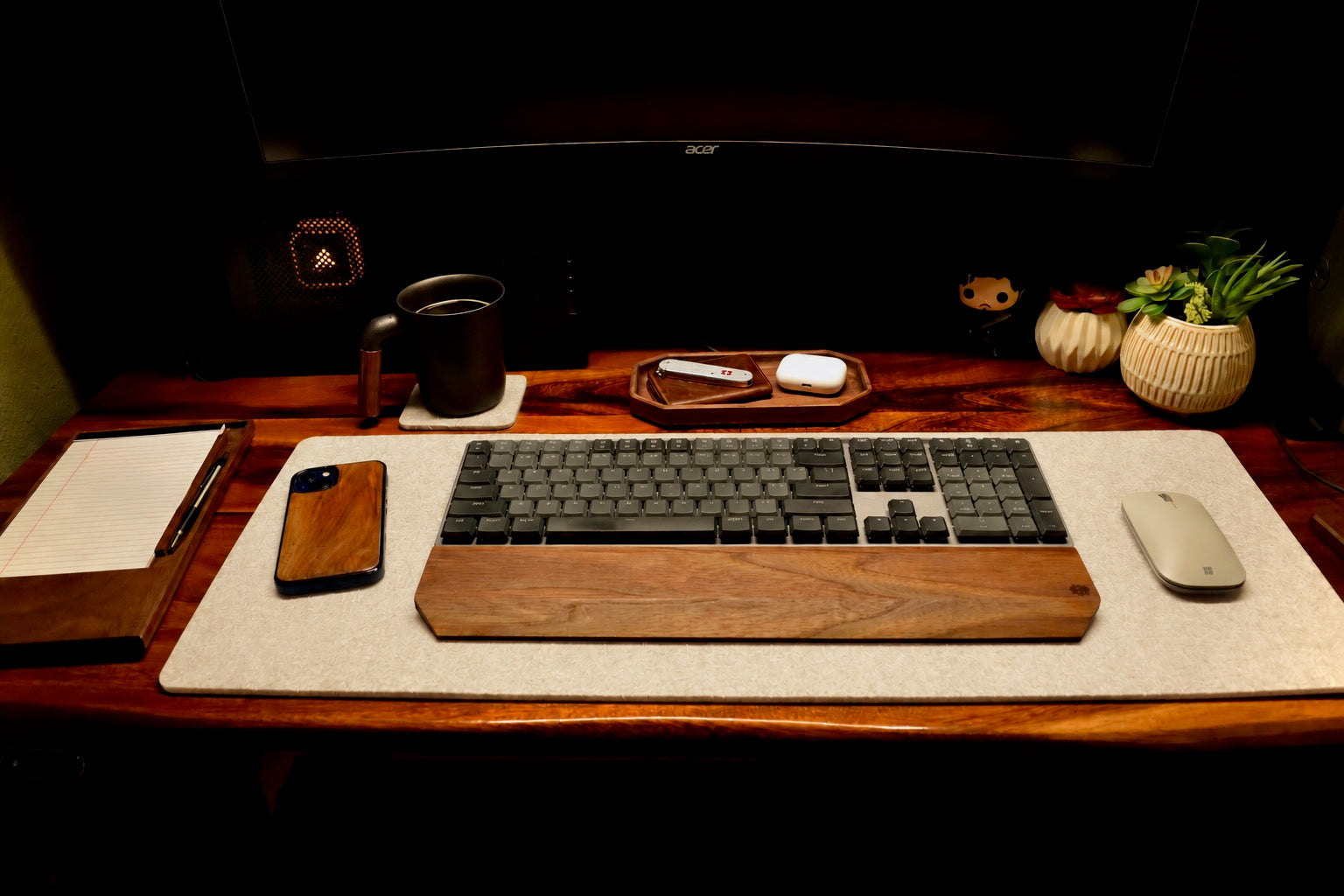 Wool Felt Desk Pad with Cork Base | Thick, Protective Desk Mat