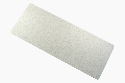 A white rectangular desk pad made of wool felt and cork.