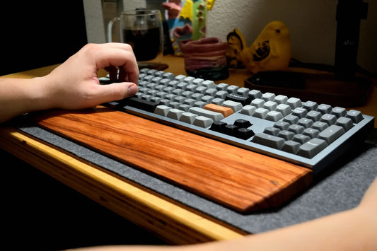 Red Zebrawood Wrist Rest for Mechanical Keyboards | Solid Exotic Wood, Custom Engraving