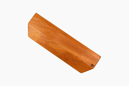 A Lonoke Designs Mahogany wood mechanical keyboard wrist rest shown from a top down angle on a solid white background.