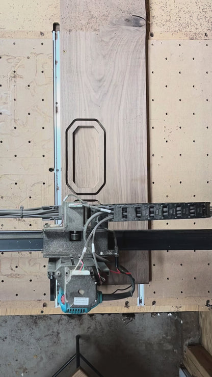 Video of the manufacturing process of the Lonoke Designs' walnut catchall organizer tray. Includes walnut being cut on a CNC-router, edge routing, and laser engraving.